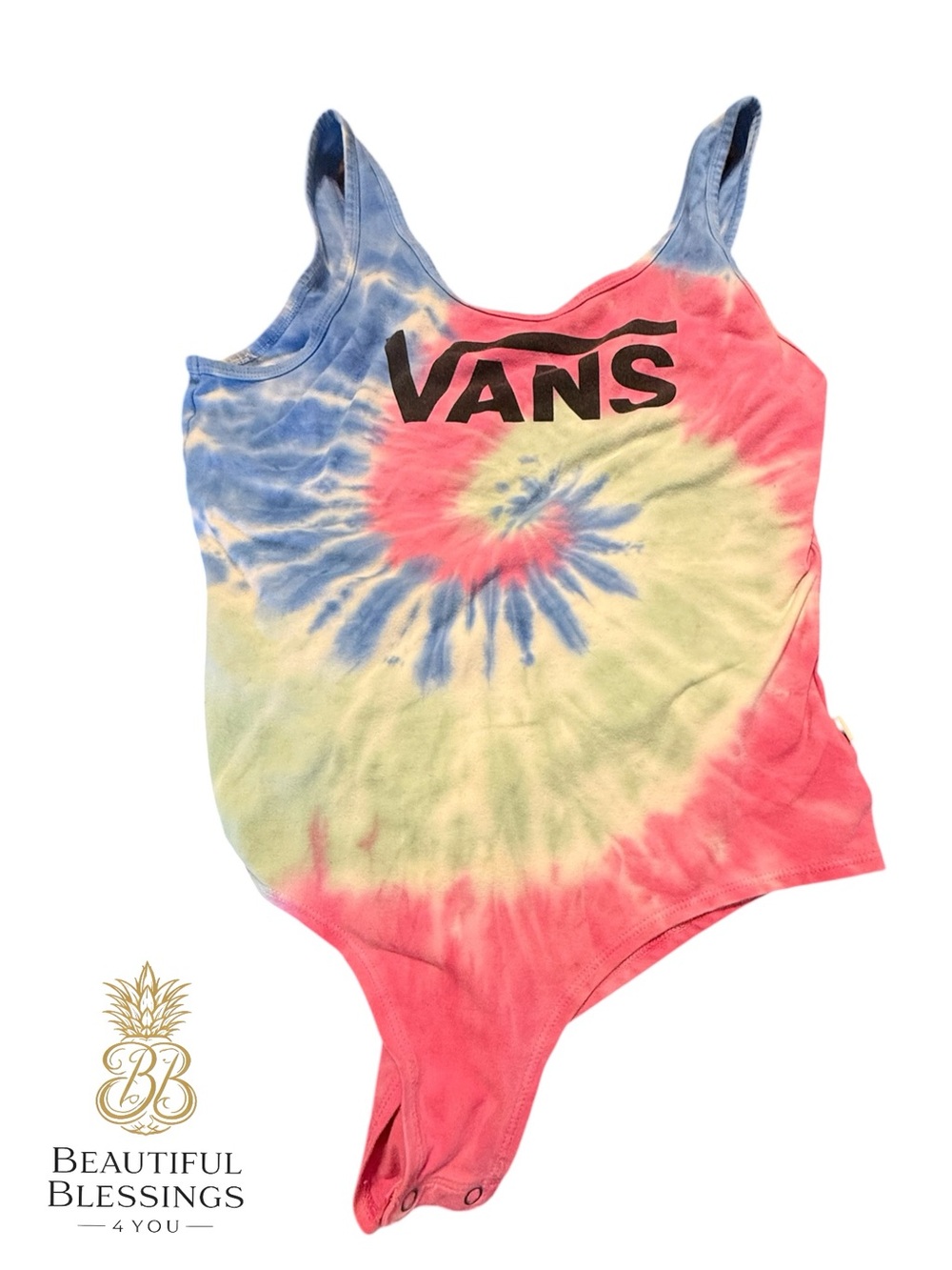 Vans Tie-Dye Tank Bodysuit - Pink, Light Green & Blue L